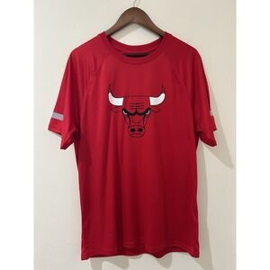 NBA Chicago Bulls Tee Shirt Men Red Logo Large  Athletic Fit